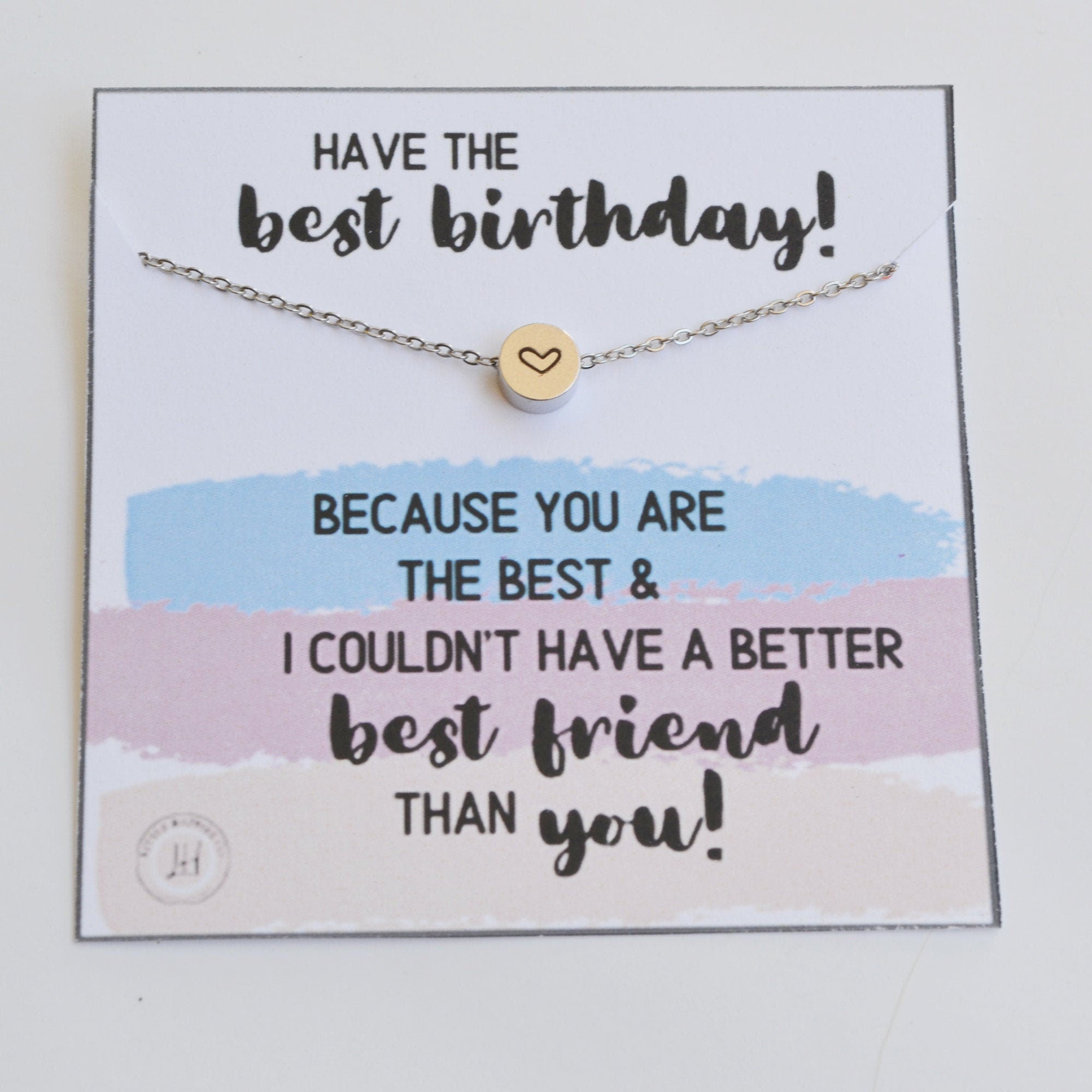 Happy birthday gift, Birthday gifts for her, Best friend gift, Send a gift for friend, Birthday card for her, Silver or gold heart necklace