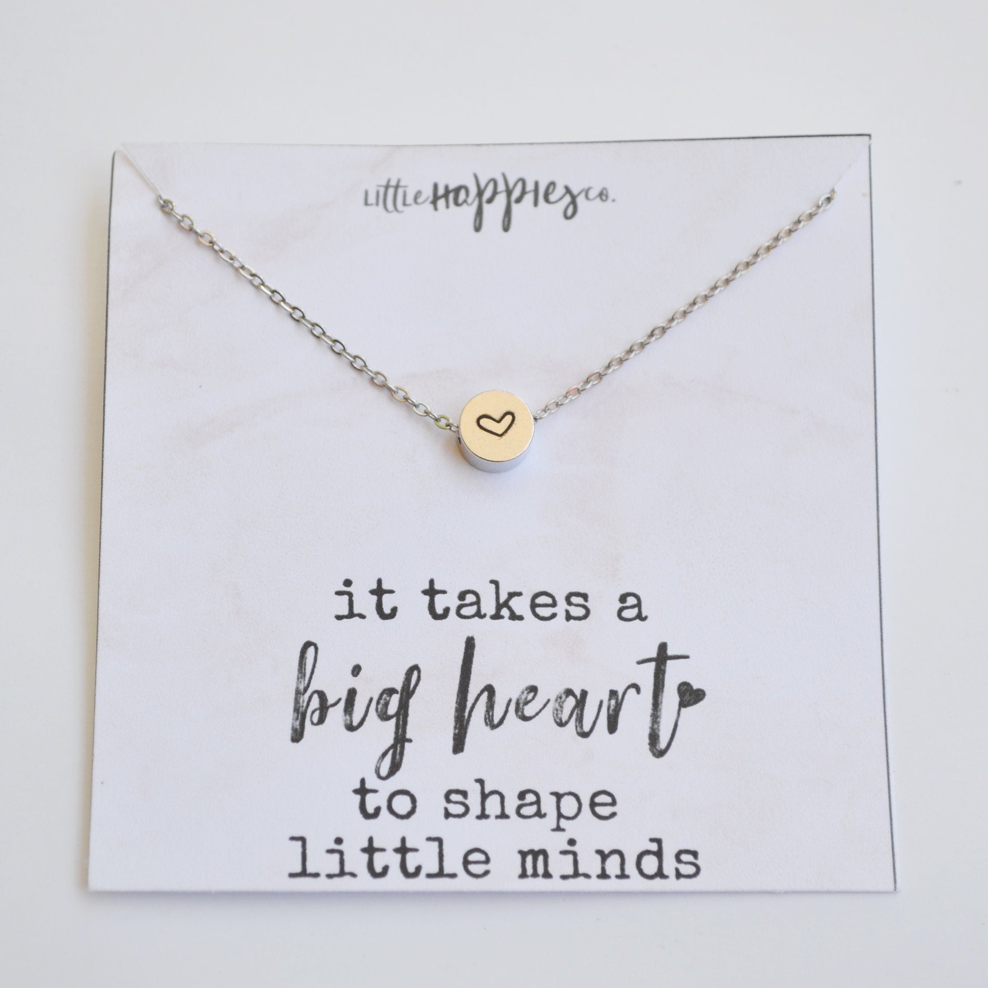 Simple teacher necklace, Teacher jewelry, Teacher necklace, Teacher gift, Heart necklace, Gold teacher necklaces, Silver teacher necklaces