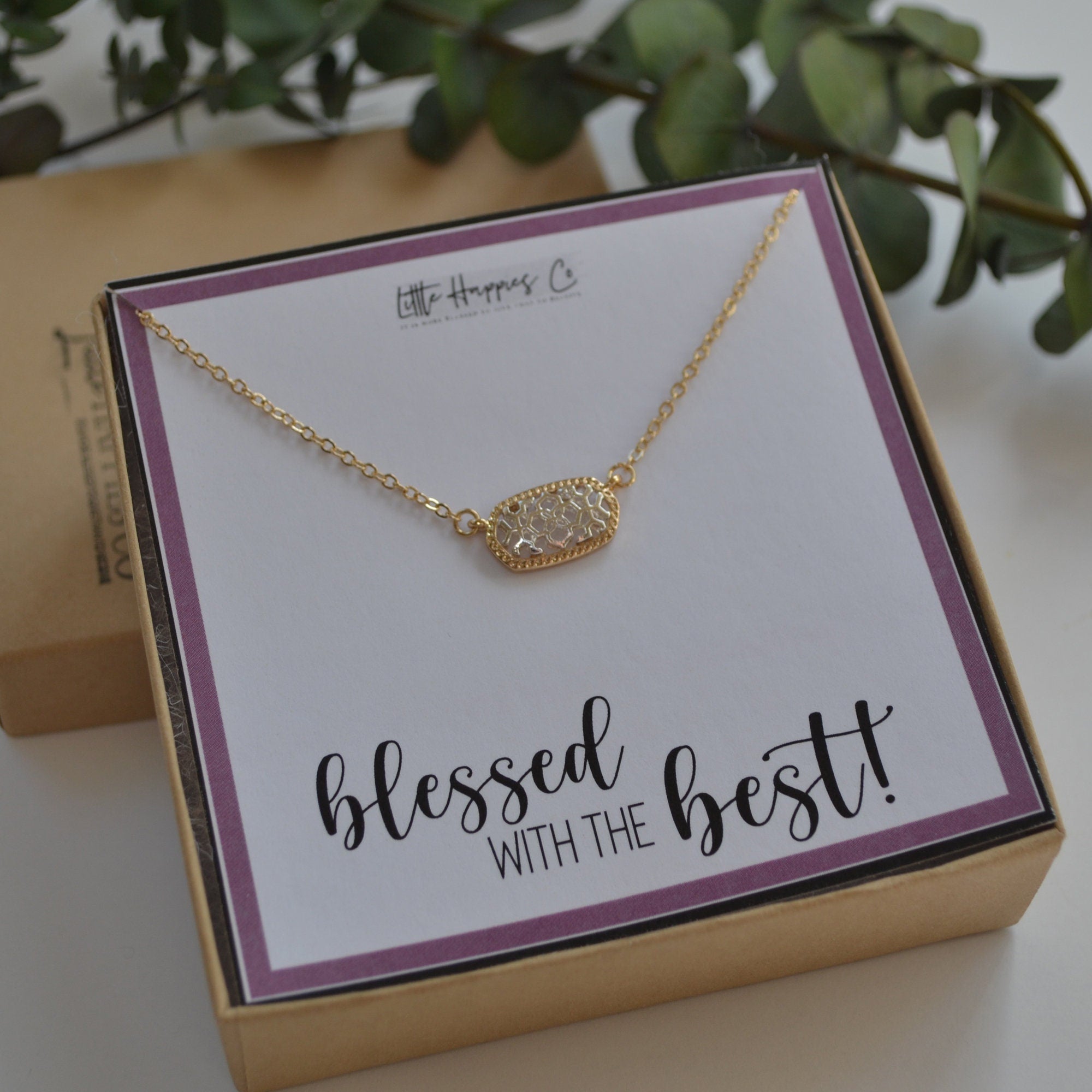 Blessed With The Best Necklace - Blessed necklace, Best friend gifts, Bridesmaid gift, Send a card, Send a gift, Thank you gift, Mail a gift