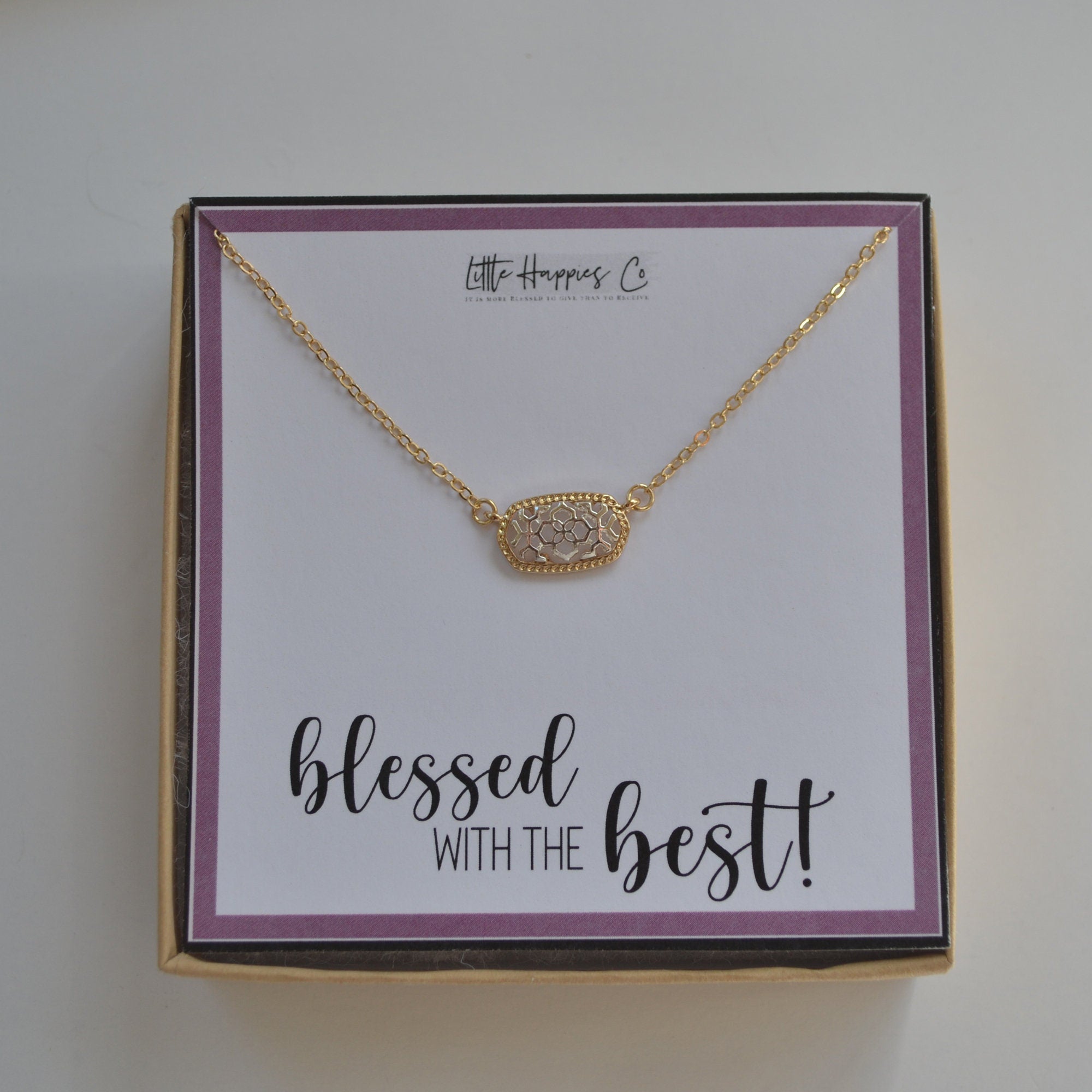 Blessed With The Best Necklace - Blessed necklace, Best friend gifts, Bridesmaid gift, Send a card, Send a gift, Thank you gift, Mail a gift