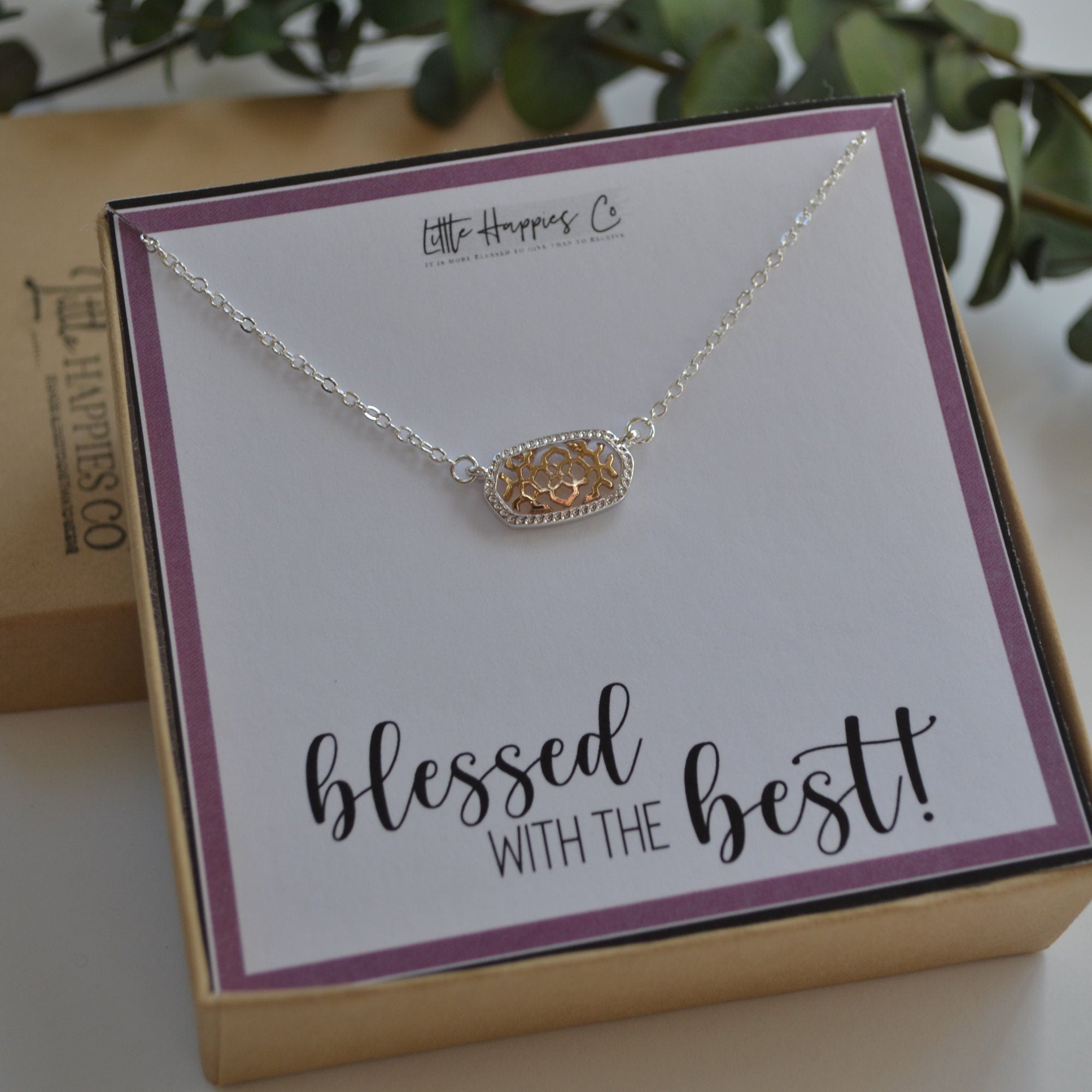 Blessed With The Best Necklace - Blessed necklace, Best friend gifts, Bridesmaid gift, Send a card, Send a gift, Thank you gift, Mail a gift