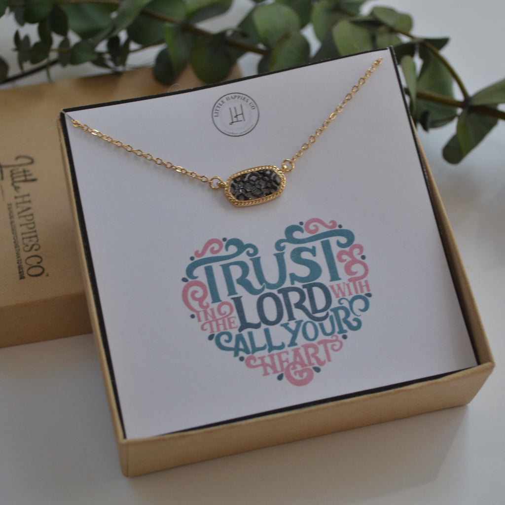 Trust In The Lord With All Your Heart Necklace - Proverbs 3:5-6, Bible quote, Christian necklace, Christian jewelry, Faith necklace, Hope