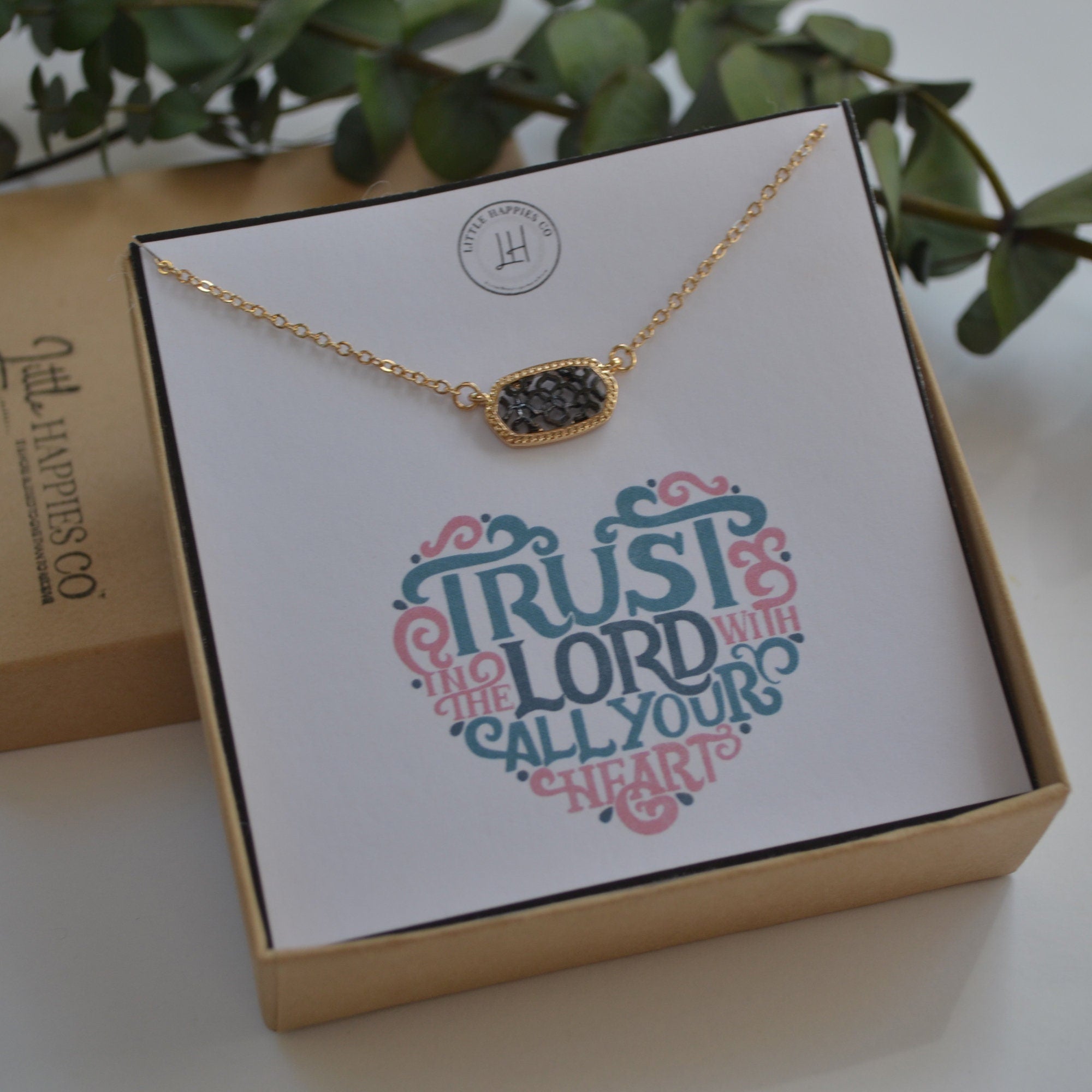 Trust In The Lord With All Your Heart Necklace - Proverbs 3:5-6, Bible quote, Christian necklace, Christian jewelry, Faith necklace, Hope
