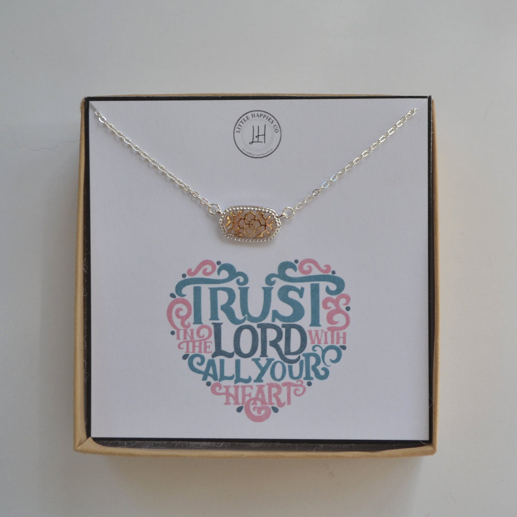Trust In The Lord With All Your Heart Necklace - Proverbs 3:5-6, Bible quote, Christian necklace, Christian jewelry, Faith necklace, Hope
