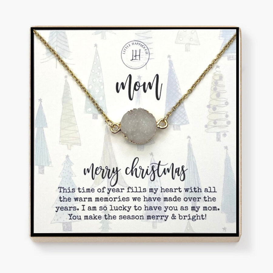 Christmas Gifts for Mom from Daughter, Christmas Gift for Mom, Gift Ideas for Mom, Gift for Mom Who Has Everything, White Druzy Necklace White