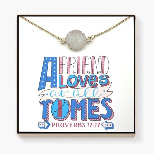 A friend loves at all times necklace, Bible verse jewelry, Scripture necklace, Scripture necklaces pendants, Proverbs 1717, Truth jewelry