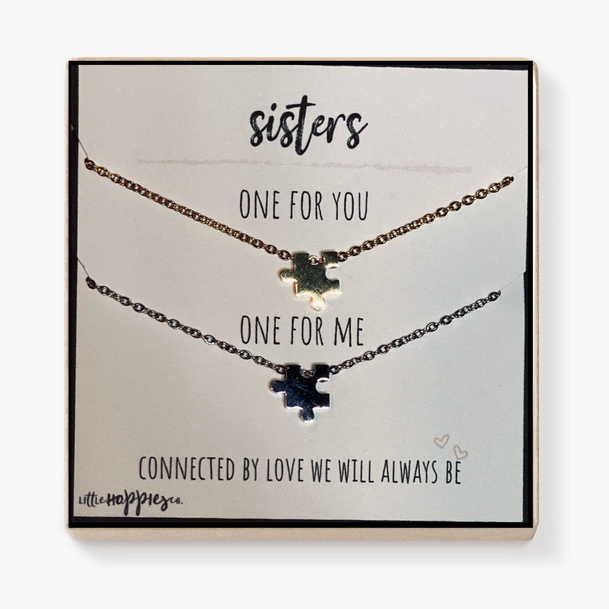 Puzzle necklace for sisters, Sister necklaces, Sisters necklace, Puzzle necklace for friends, Best friend gift, Tiny puzzle piece necklace