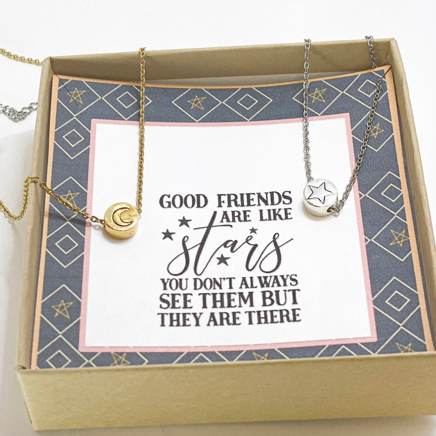 Best friends are like stars necklace, Dainty layering necklaces, Good friends are like stars gifts, Star and moon necklace, Necklace set