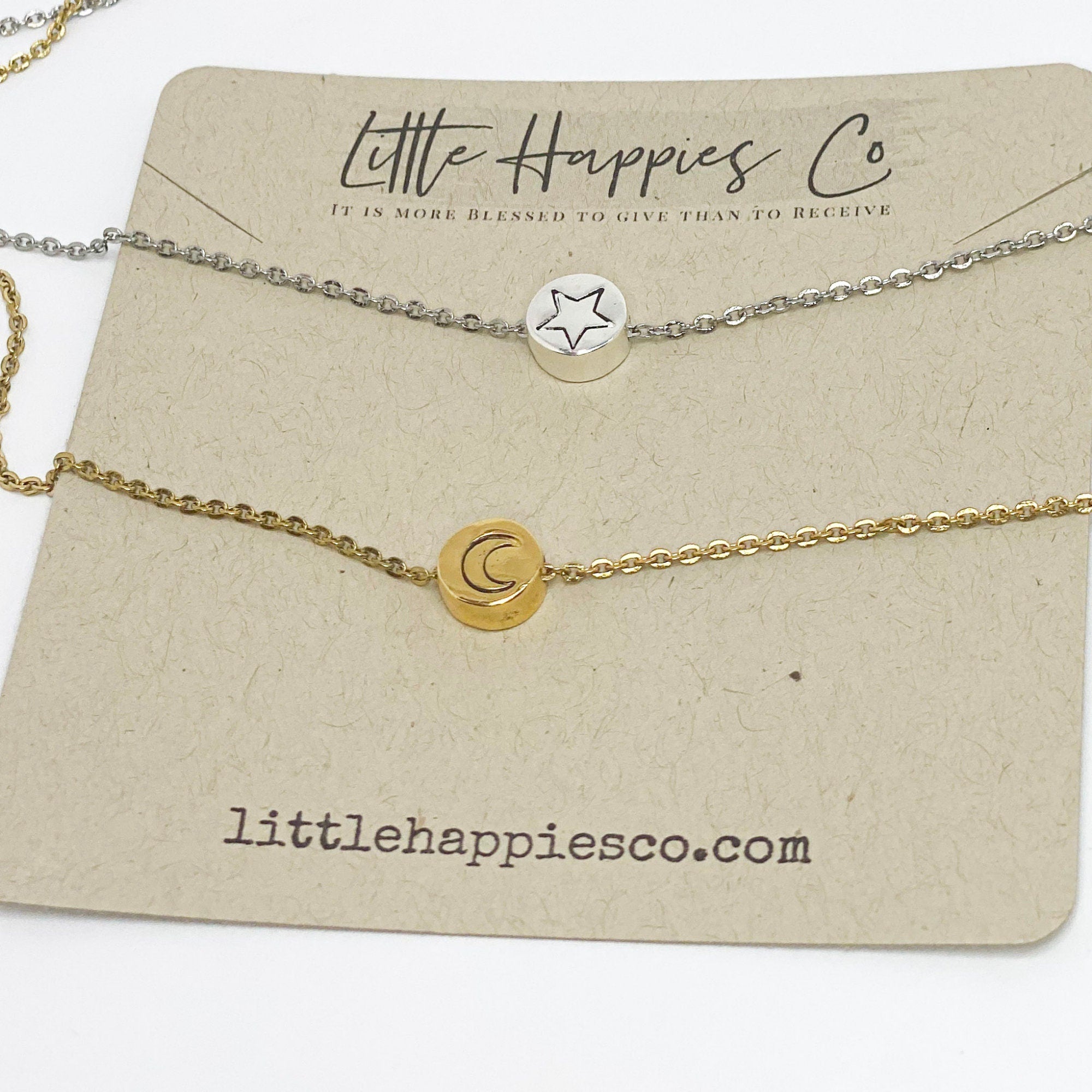 Celestial necklaces, Moon necklace, Star necklace, Gift for friend, Friendship necklace set, Gift for sister, big sister, little sister