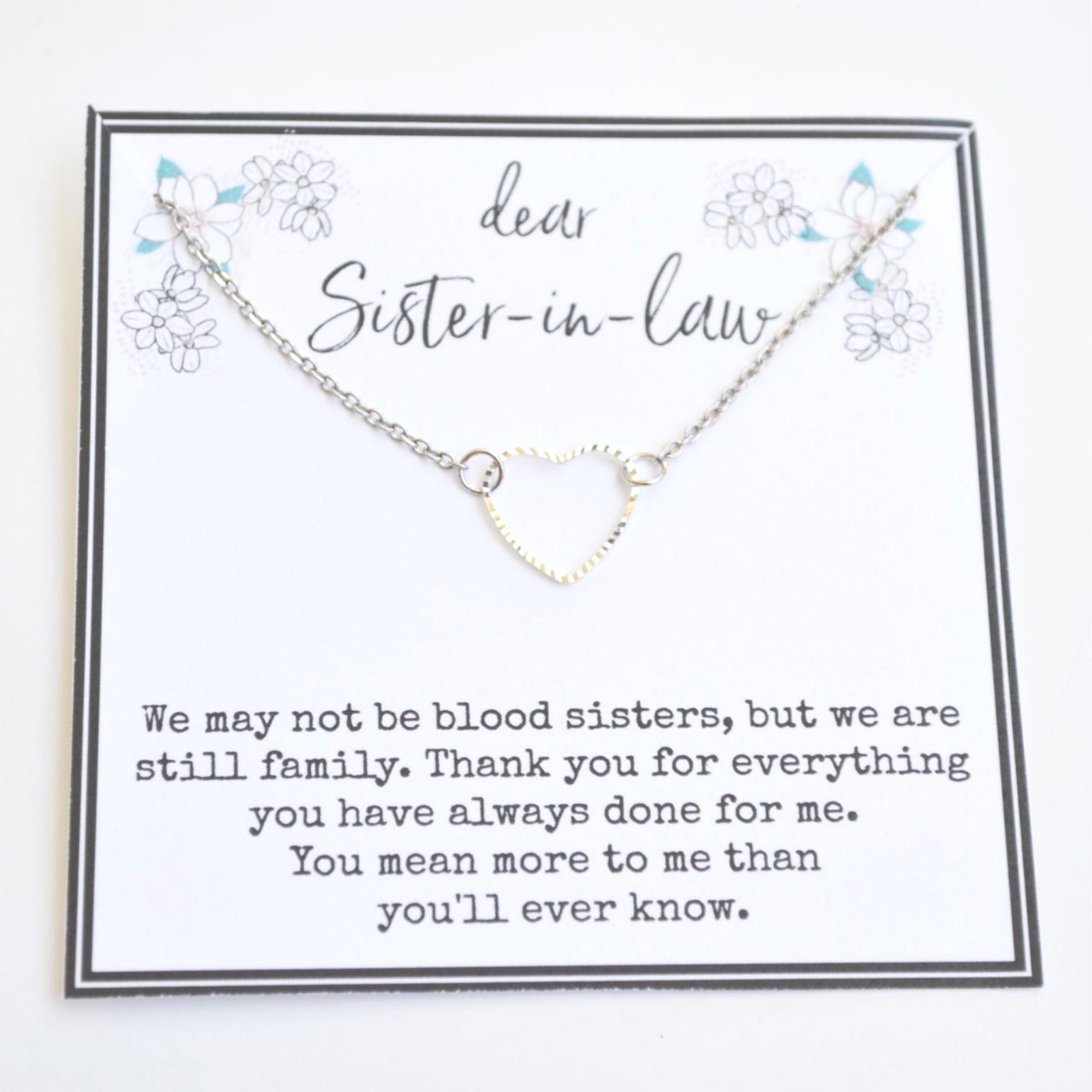 Sister in law gift, Sister in law birthday card, Sister in law birthday gift, Sister in law necklace, Bonus sister, Best sister in law