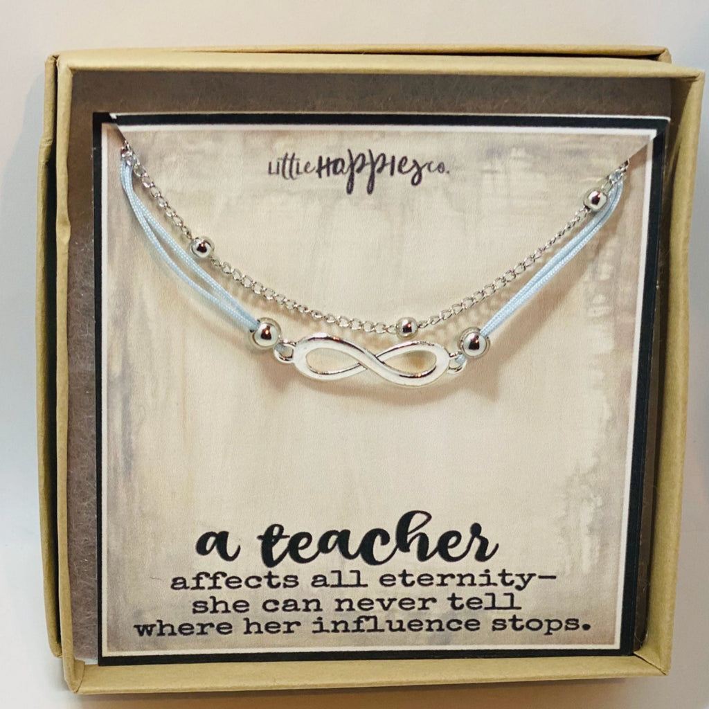Infinity bracelet silver, Teacher bracelet, Infinity knot bracelet, Infinity symbol bracelet, Teacher jewelry, Teacher charm bracelet