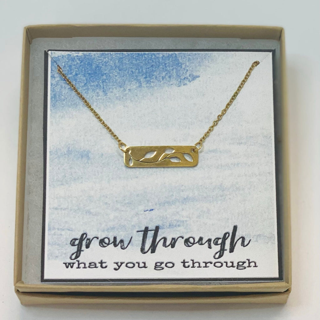 Grow through what you go through jewelry, Encouraging necklace, Friend encouragement gift, Inspirational gift, Friend gift, Dainty jewelry