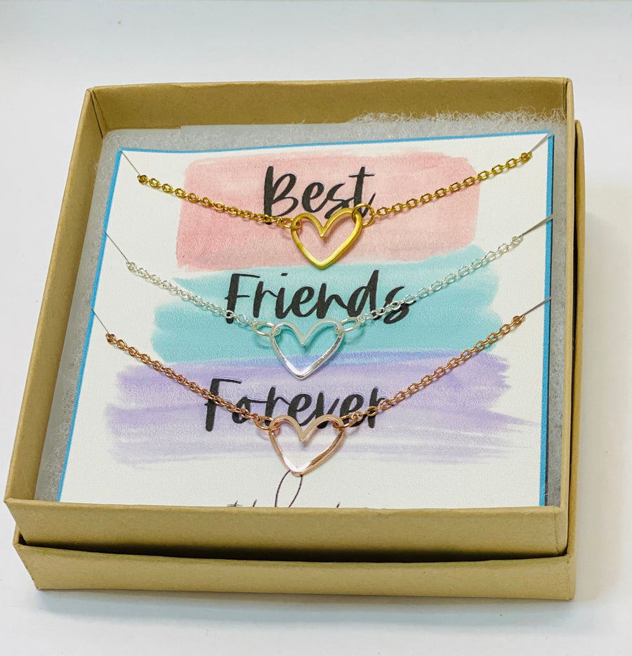 Light Cut Out - Best Friends Forever (BFF) - Pink Blue Red - 2 Pewter  Pendants with 2 black PVC ropes/chains included! - Pride Shack