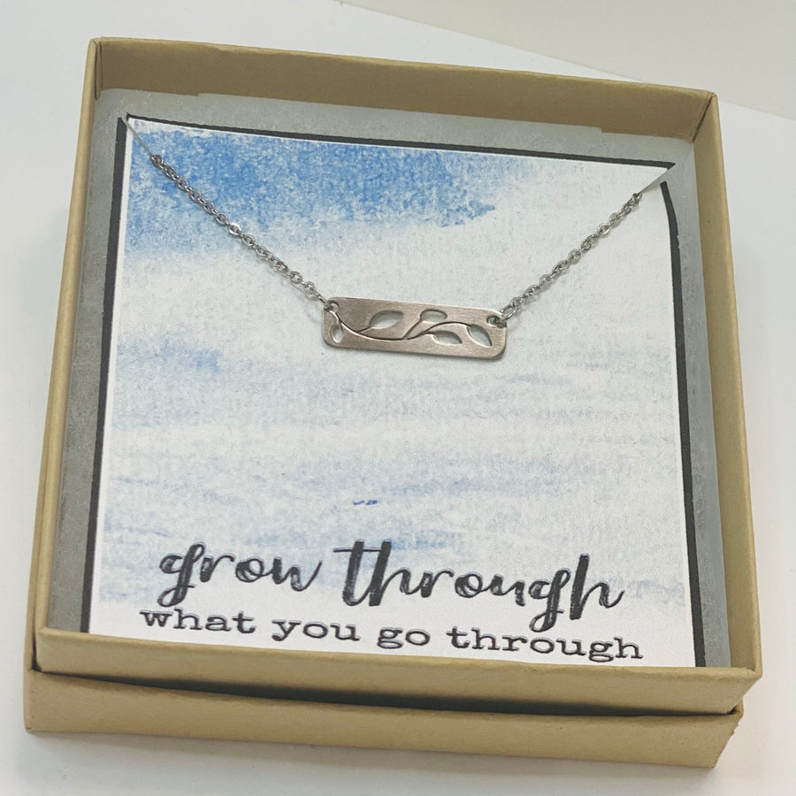 Grow through what you go through jewelry, Encouraging necklace, Friend encouragement gift, Inspirational gift, Friend gift, Dainty jewelry