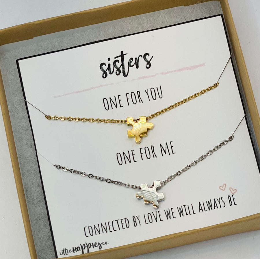 Puzzle necklace for friends, Sister necklaces for 2, Sister necklace, Sister gifts, Gift for sister, Creative birthday ideas for sister
