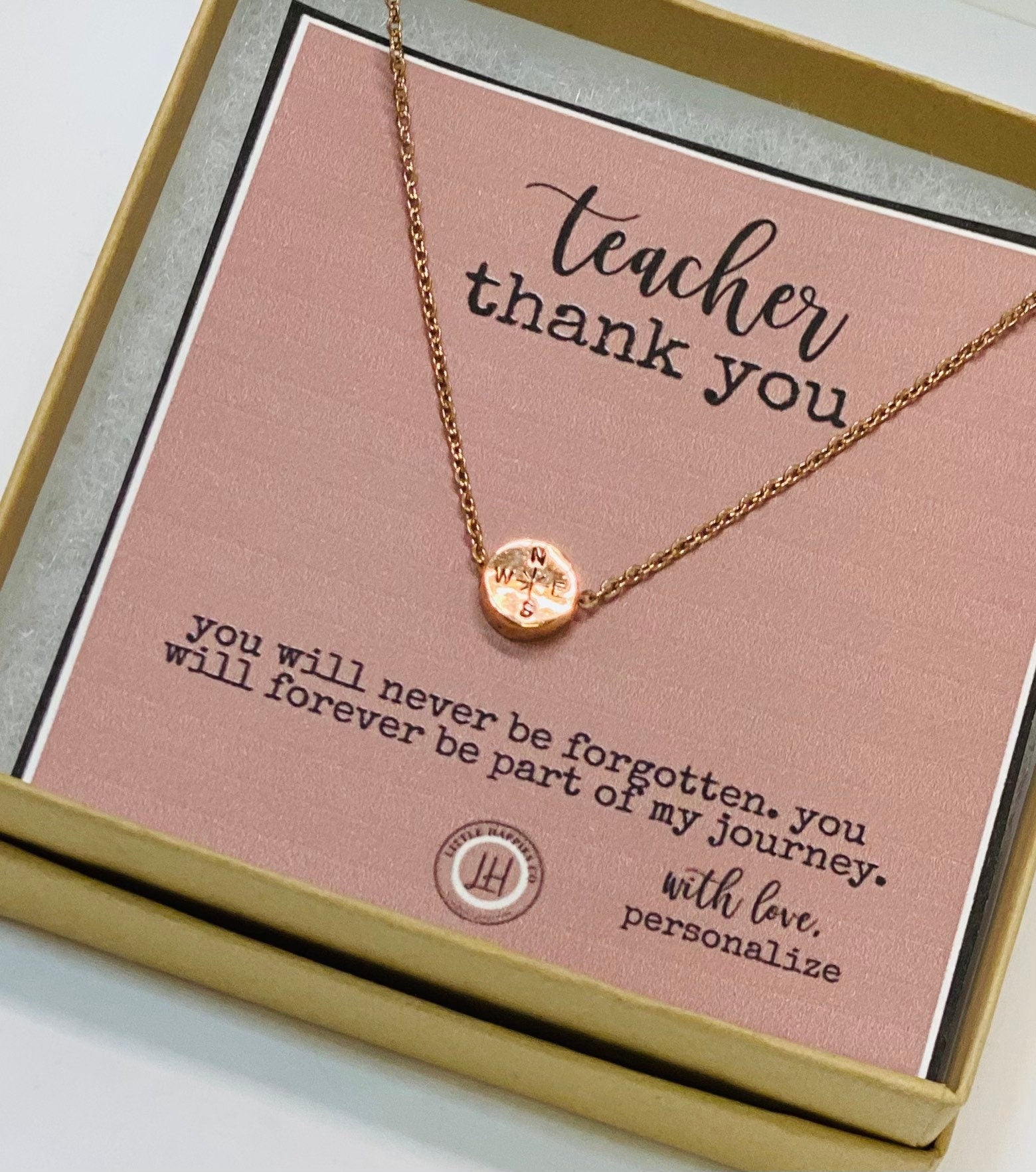 Gift for teacher, Teacher gift, Teacher appreication gift, gift from student, inexpensive teacher gift, compass necklace, teacher gifts
