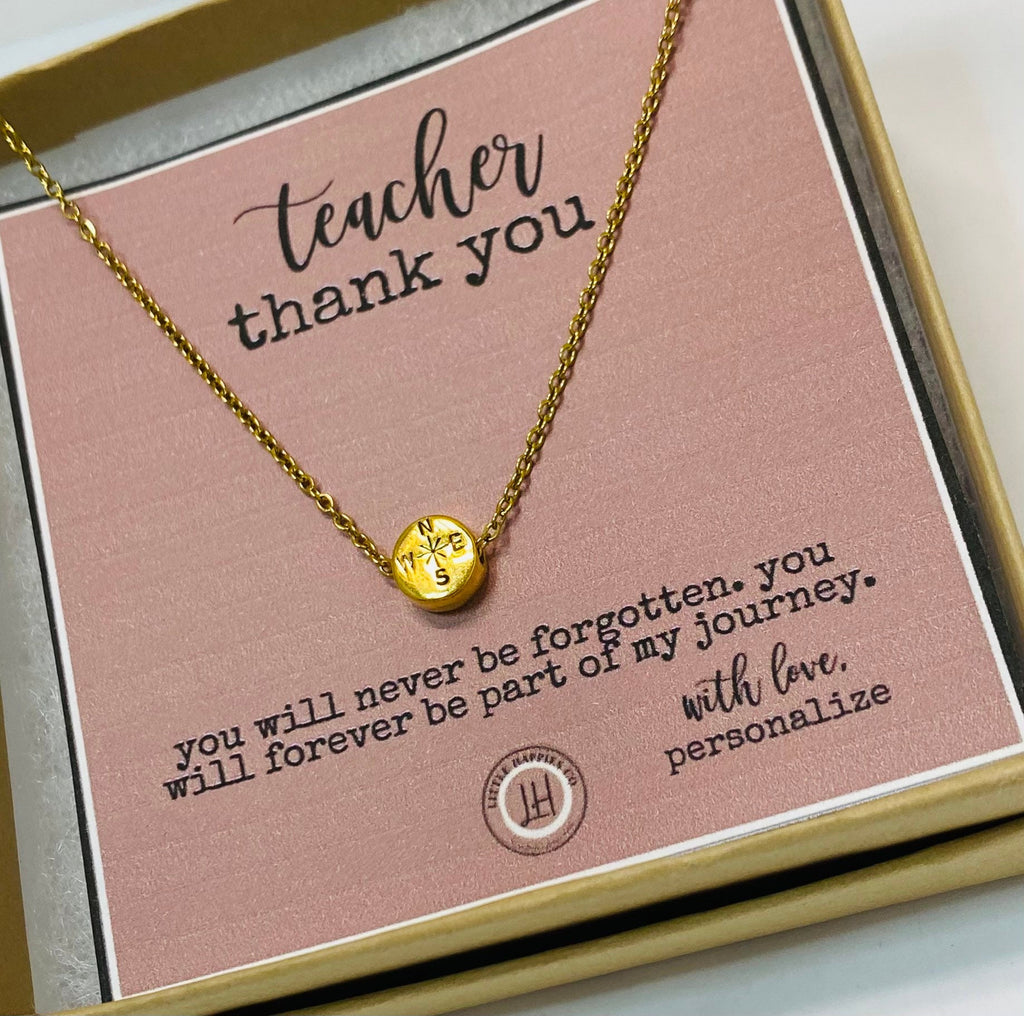 Gift for teacher, Teacher gift, Teacher appreication gift, gift from student, inexpensive teacher gift, compass necklace, teacher gifts