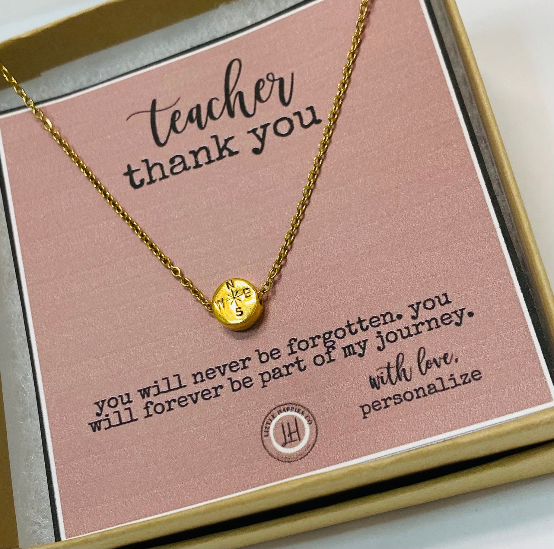 Gift for teacher, Teacher gift, Teacher appreication gift, gift from student, inexpensive teacher gift, compass necklace, teacher gifts