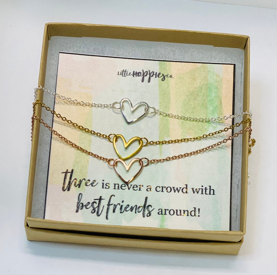Set of 3 friend necklaces - Friendship necklaces 3 friend gift, Friend –  Little Happies Co
