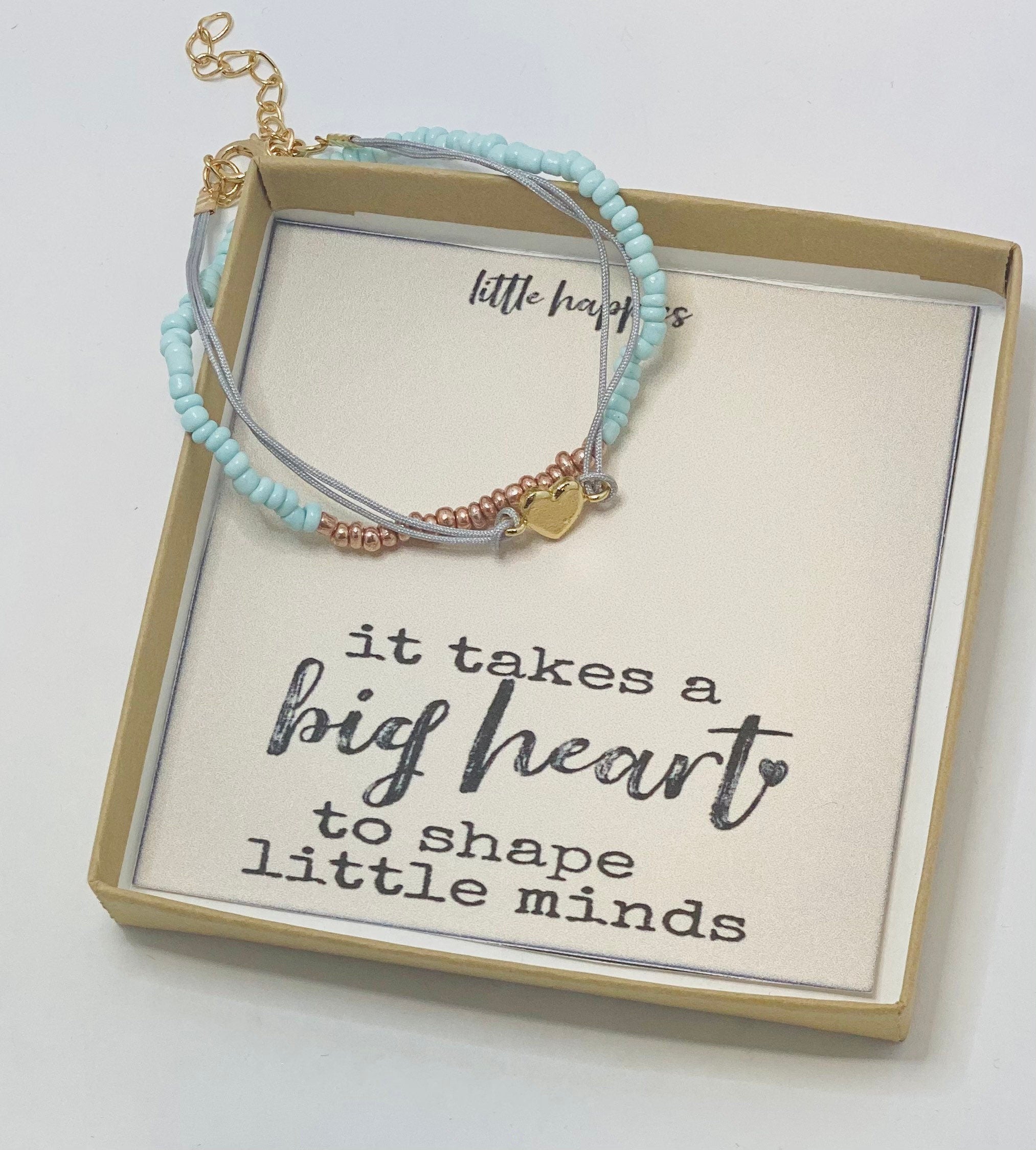 Teaching is a work of heart, Preschool teacher gift, Daycare teacher gift ideas, teacher bracelet, Christmas gift for teacher, unique