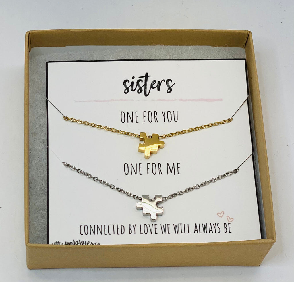 Puzzle necklace for friends, Sister necklaces for 2, Sister necklace, Sister gifts, Gift for sister, Creative birthday ideas for sister
