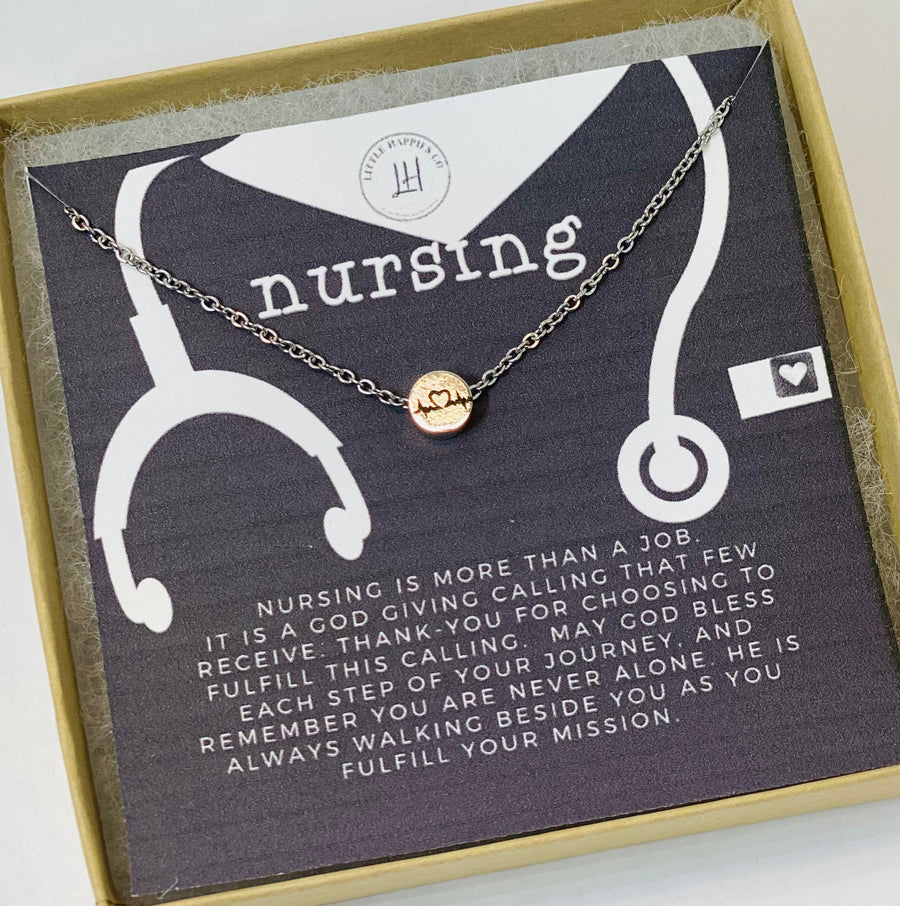 Personalized nurse gift, RN registered nurse necklace, Heartbeat, RN charm necklace, Personalized jewelry, Heartbeat necklace