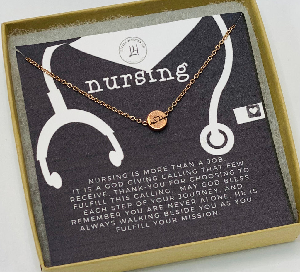 Personalized nurse gift, RN registered nurse necklace, Heartbeat, RN charm necklace, Personalized jewelry, Heartbeat necklace