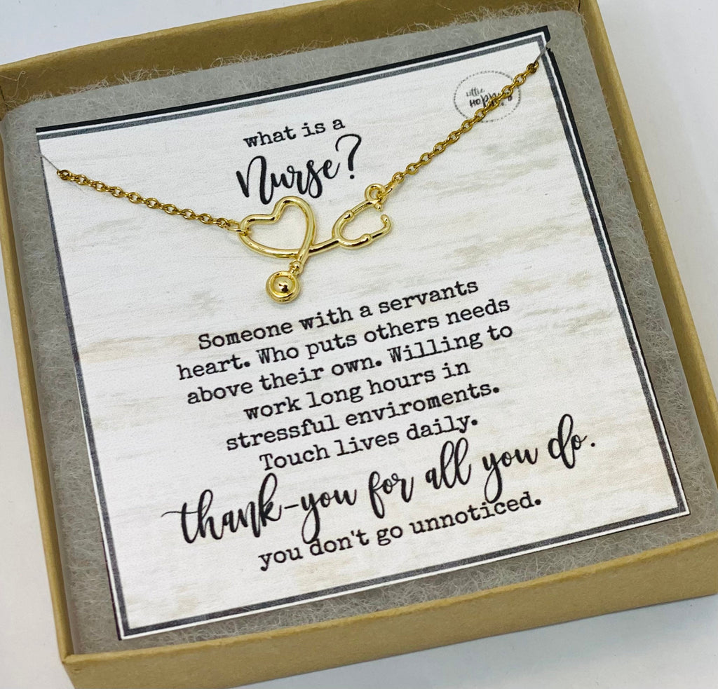 Stethoscope necklace, Gift for nurse, nurse gifts, gifts for nurses, RN gift, RN necklaces, healthcare worker gift, gift for her, thank you