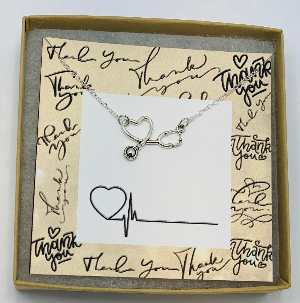 Stethoscope necklace, Gift for nurse, nurse gifts, gifts for nurses, RN gift, RN necklaces, healthcare worker gift, gift for her, thank you
