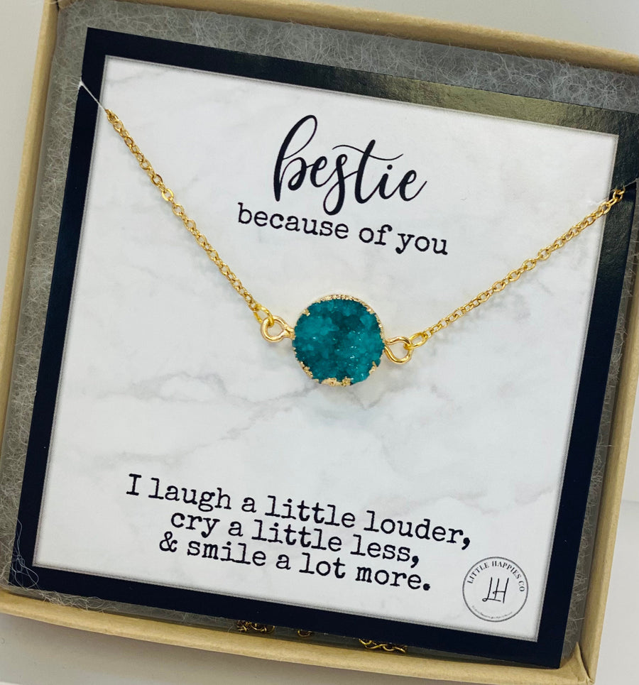 Gift for her, Necklace, Best friend gift, Birthday gift for friend, inexpensive gift, bestie, friendship necklace, aqua necklace (02-001)
