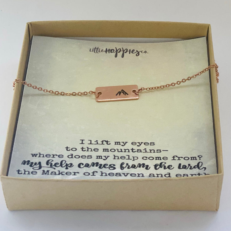 I lift my eyes up to the mountains, Bible verse necklace, Psalm 121, Scripture necklace, Christian jewelry, Religious gift, Mountain jewelry
