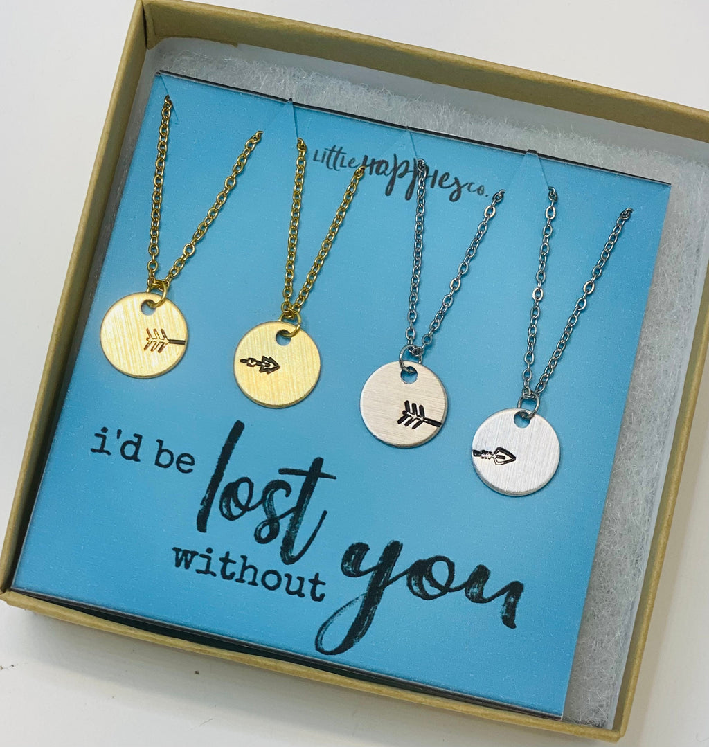 Set of 4 friend necklaces - Set of 4 necklaces, Gift Set of 4 necklaces, Friendship necklaces, Matching necklaces, Best friend jewelry, BFF