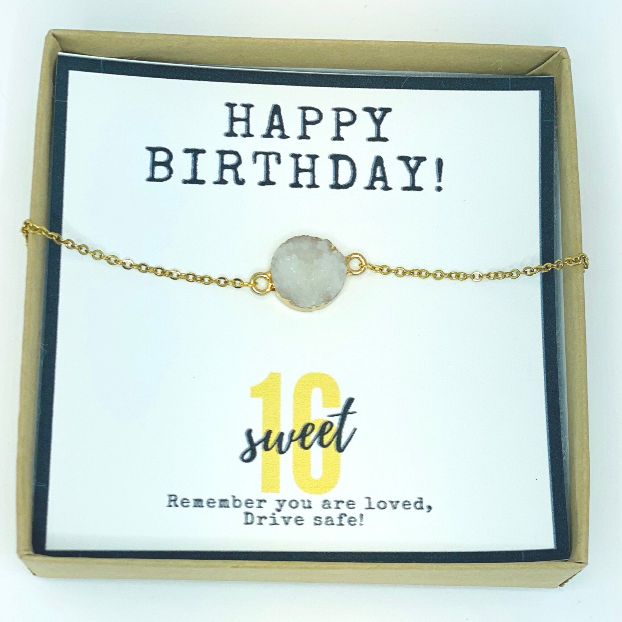 Sweet 16 necklace, Sweet 16 gifts for girls, 16th birthday gift, Gift for 16 year old girl, Necklace + card, 16th birthday card, Milestone