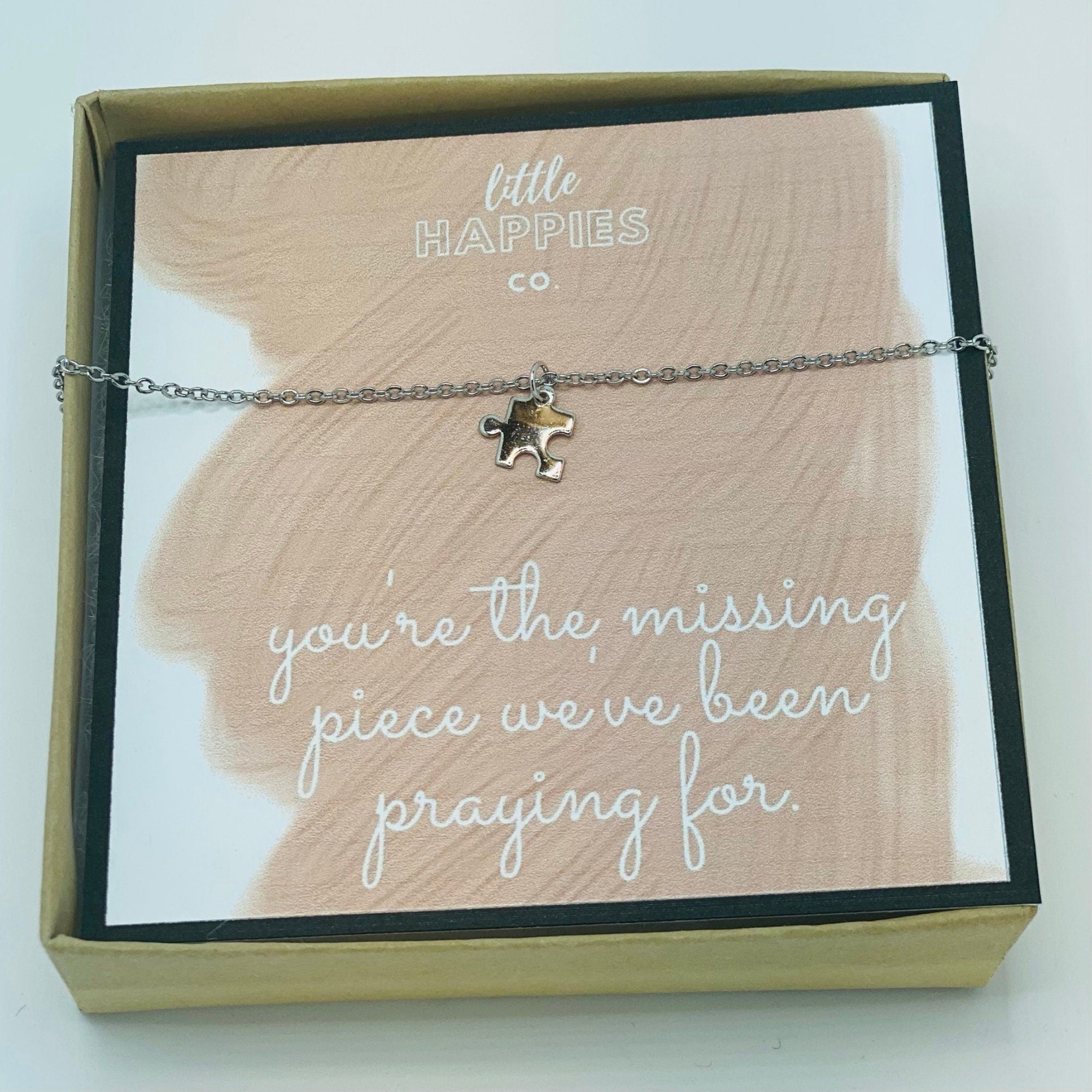 Missing piece, Puzzle necklace, Symbolic gift, Necklace + card, Gift for girlfriend anniversary, Gift for wife, Necklace with card