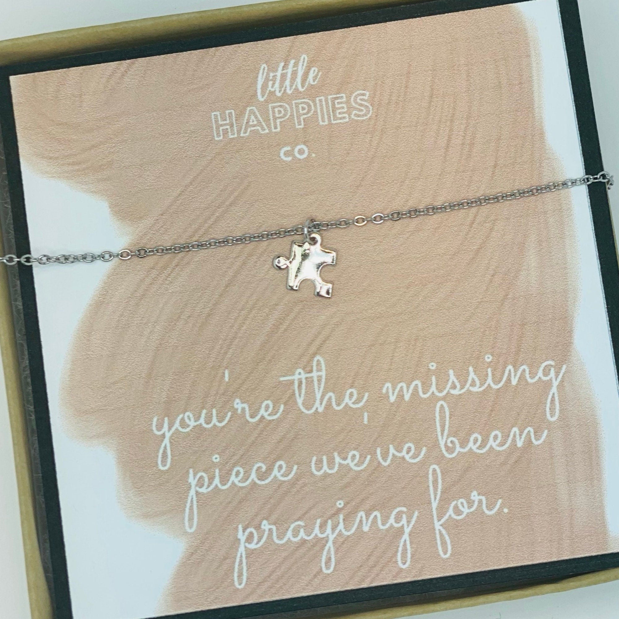 Missing piece, Puzzle necklace, Symbolic gift, Necklace + card, Gift for girlfriend anniversary, Gift for wife, Necklace with card