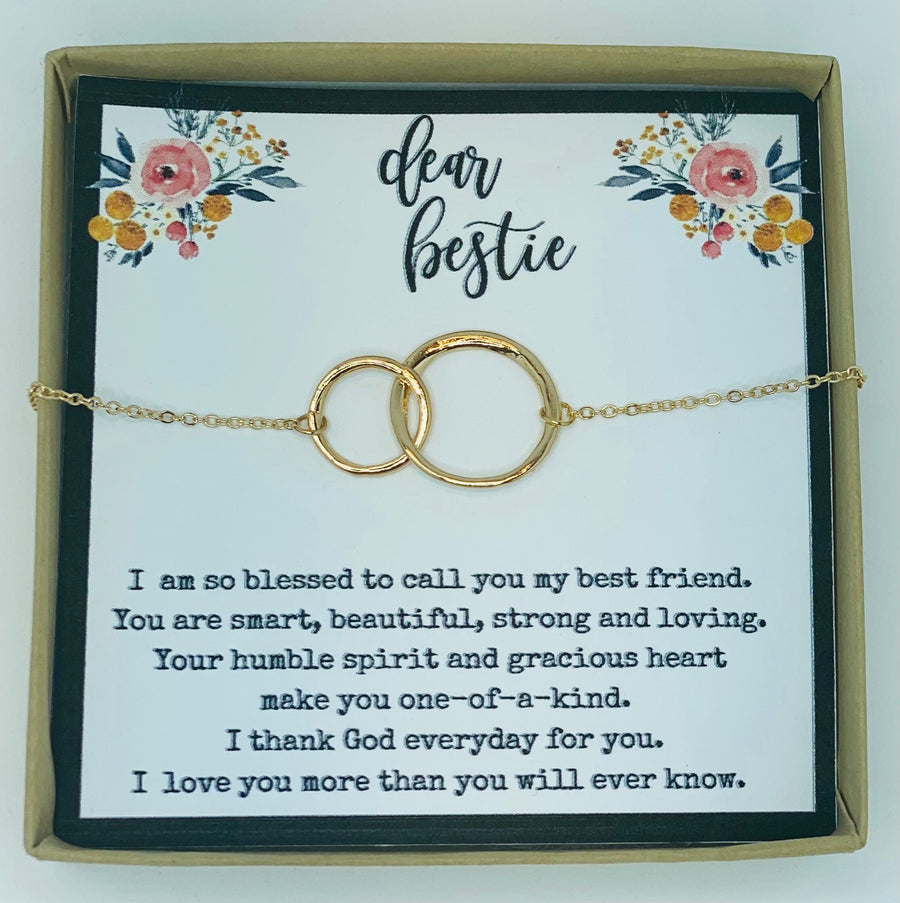 Friendship necklace, best friend gift, dainty interlocking circle necklace, gift for best friend, friend birthday gift, inexpensive gift