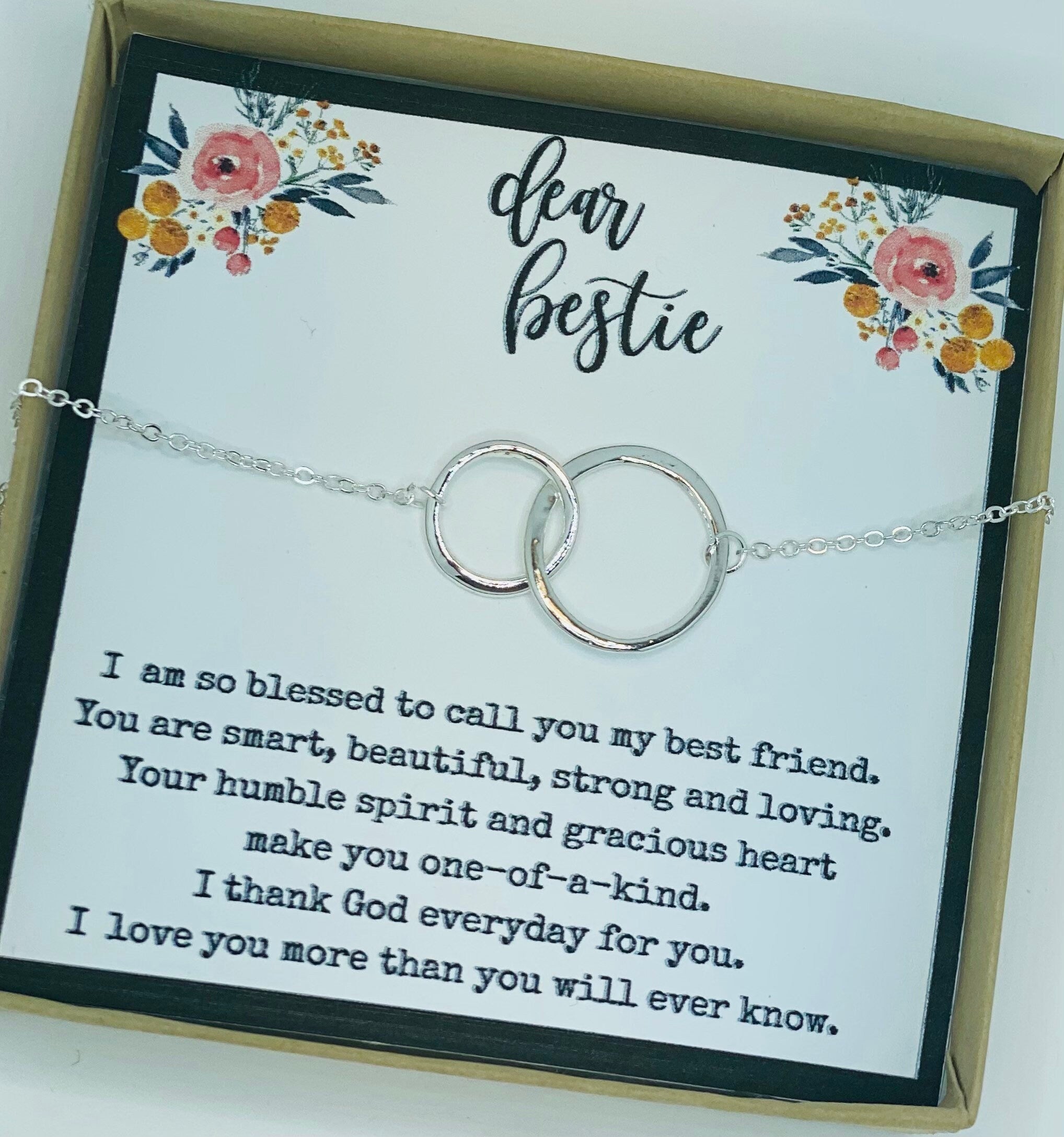 Friendship necklace, best friend gift, dainty interlocking circle necklace, gift for best friend, friend birthday gift, inexpensive gift