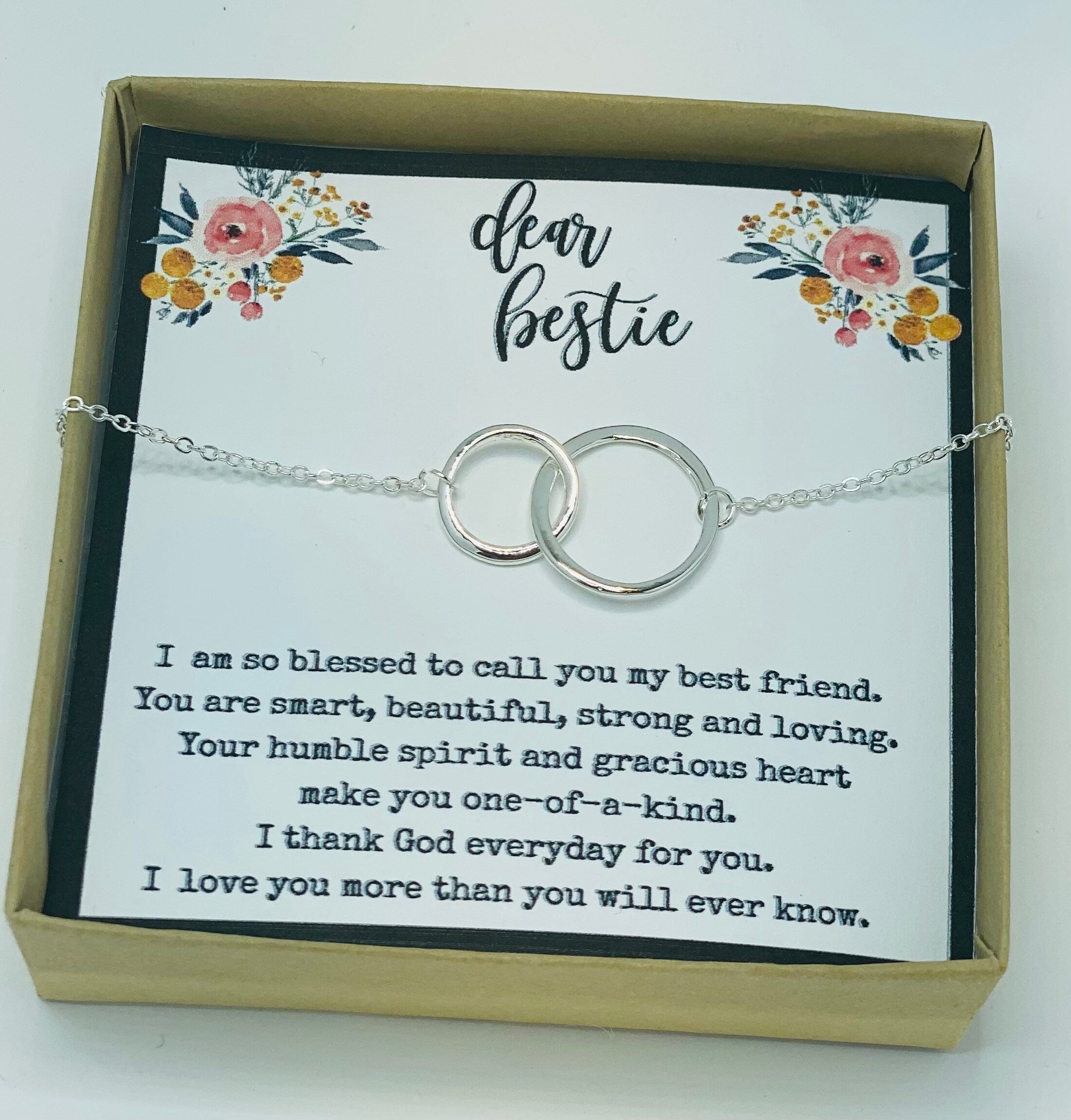 Friendship necklace, best friend gift, dainty interlocking circle necklace, gift for best friend, friend birthday gift, inexpensive gift