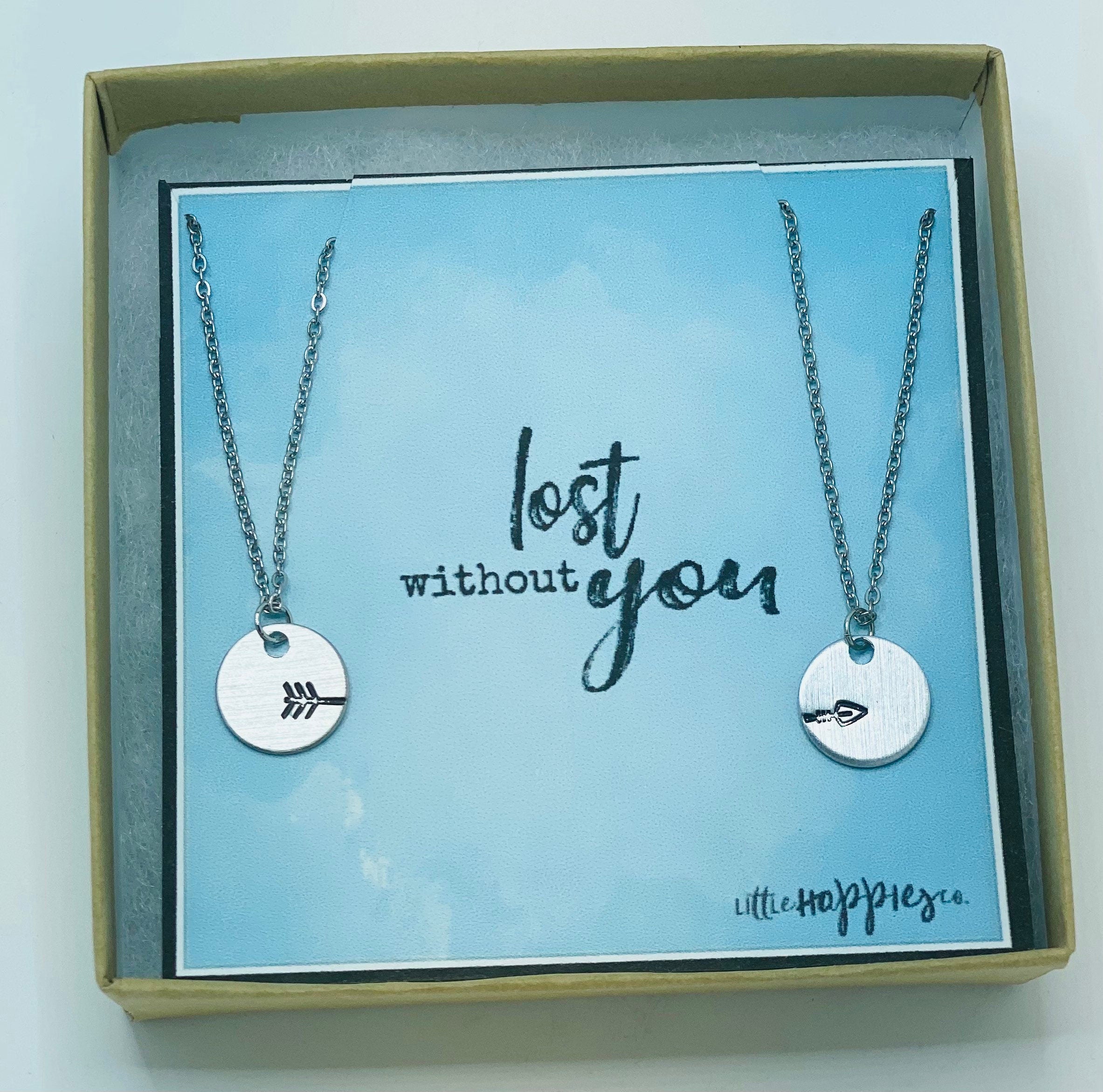 Best friend necklaces for 2, Best friend necklaces for adults, Necklace set for 2 friends, Two piece necklace for friends, arrow necklace