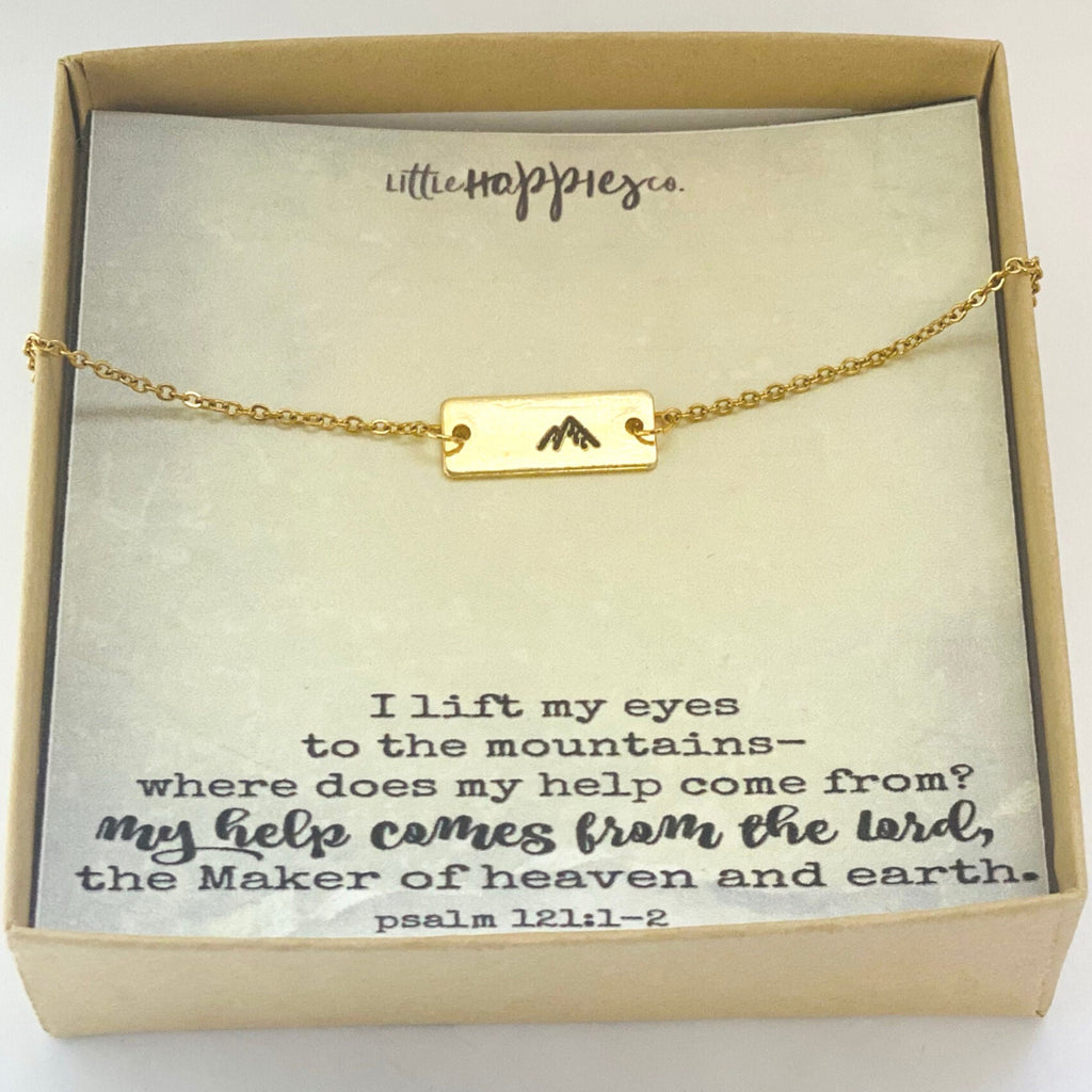 I lift my eyes up to the mountains, Bible verse necklace, Psalm 121, Scripture necklace, Christian jewelry, Religious gift, Mountain jewelry