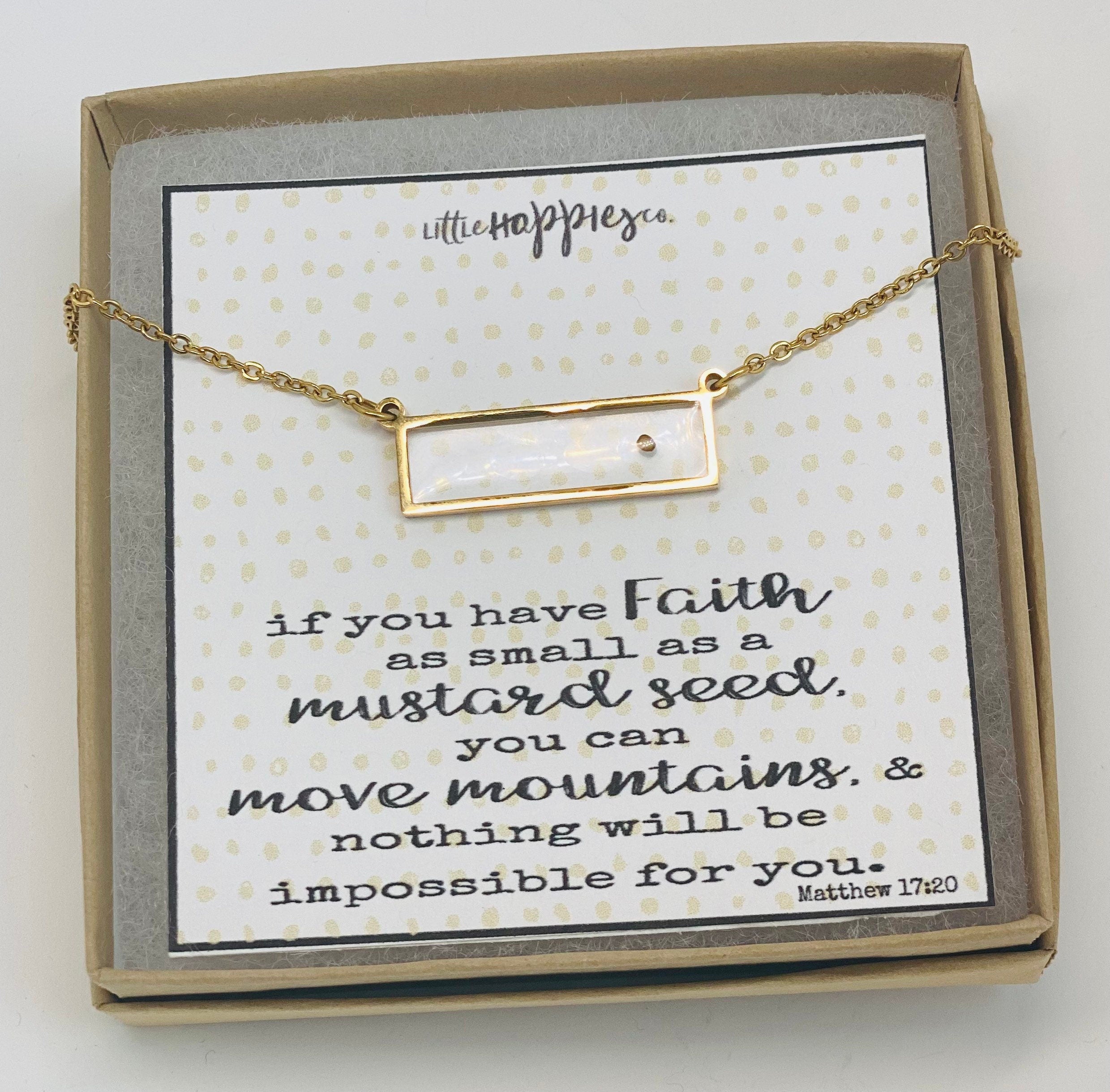 Real mustard seed necklace, Encouragement gift, Mustard seed jewelry, Faith necklace, Christian jewelry, Miscarriage gift, Inspirational