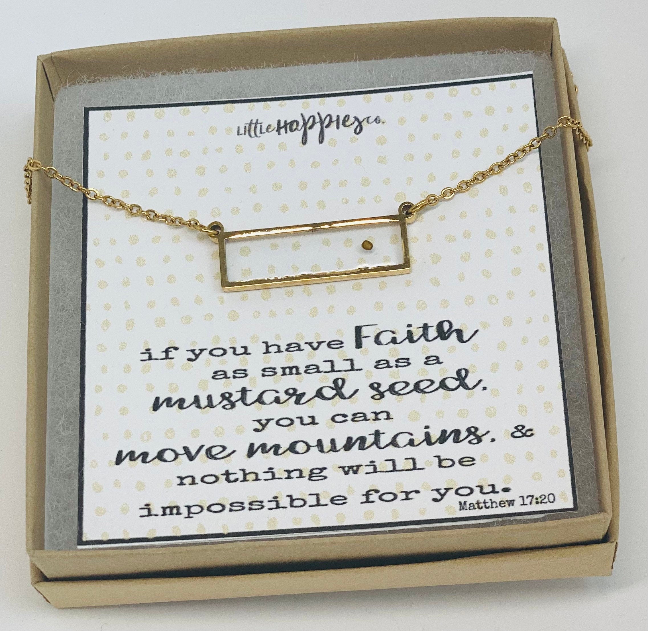 Real mustard seed necklace, Encouragement gift, Mustard seed jewelry, Faith necklace, Christian jewelry, Miscarriage gift, Inspirational