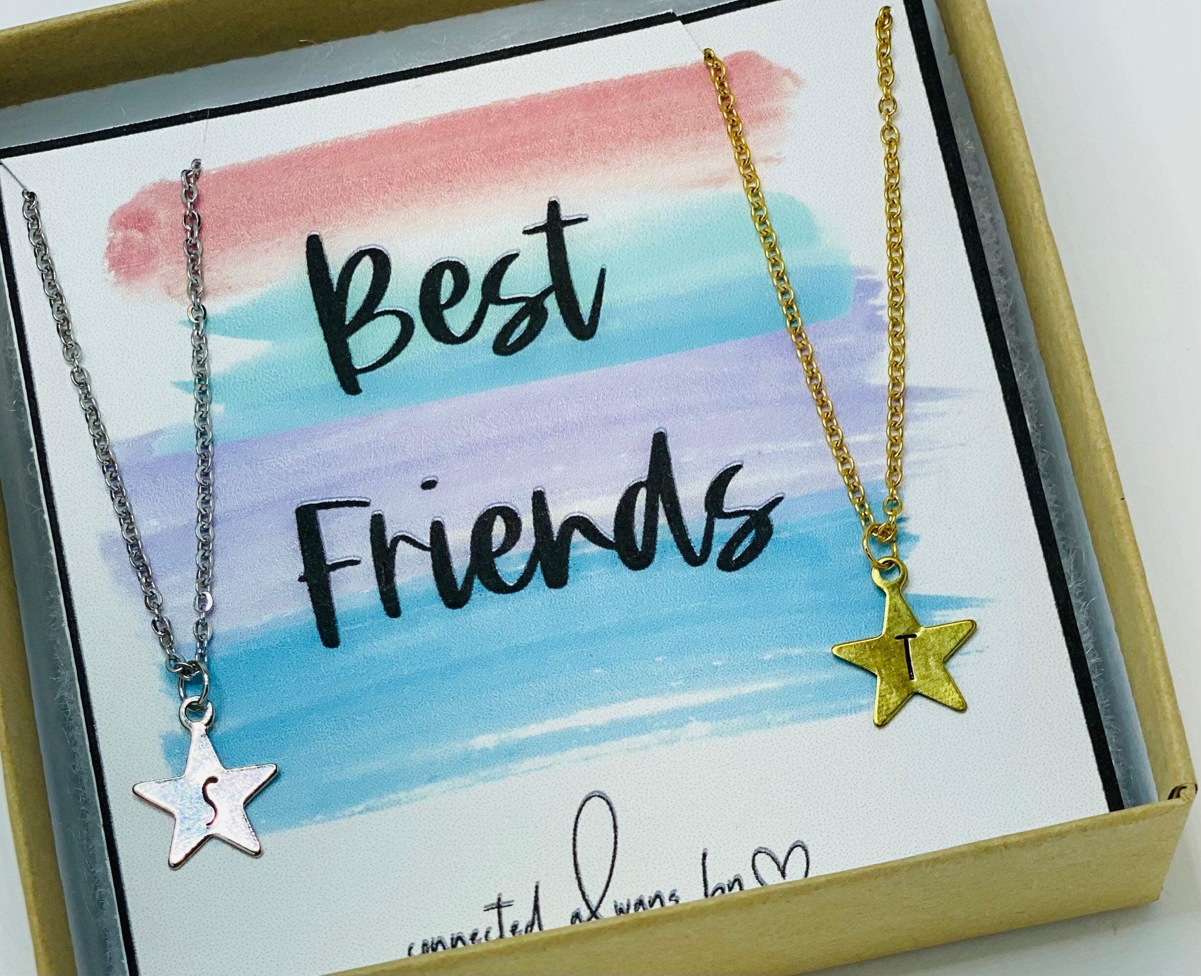 Best friend gifts, friendship gift, star necklace, two necklaces, best friend birthday gift, personalized gift, initial necklace, necklace