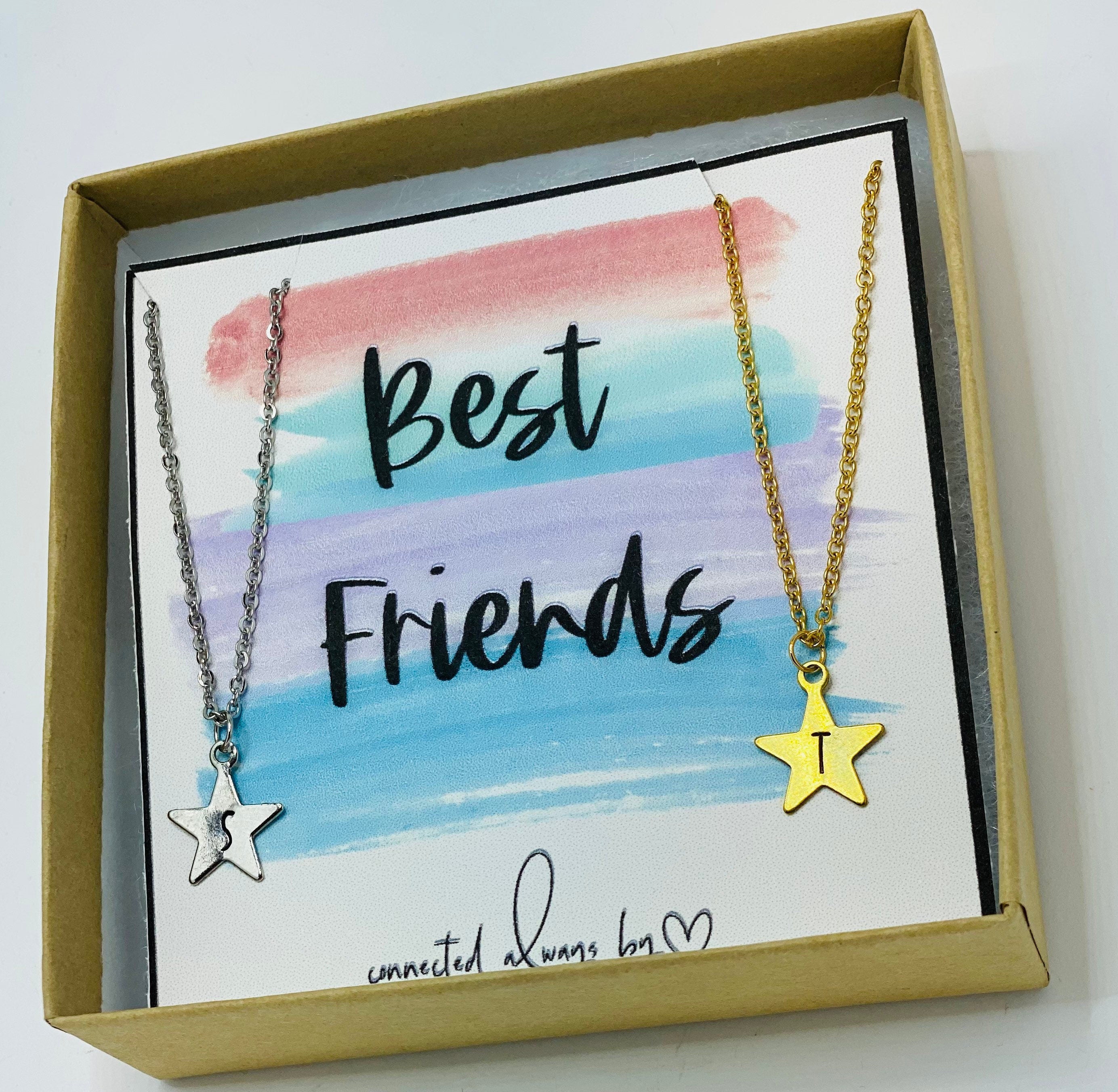 Best friend gifts, friendship gift, star necklace, two necklaces, best friend birthday gift, personalized gift, initial necklace, necklace