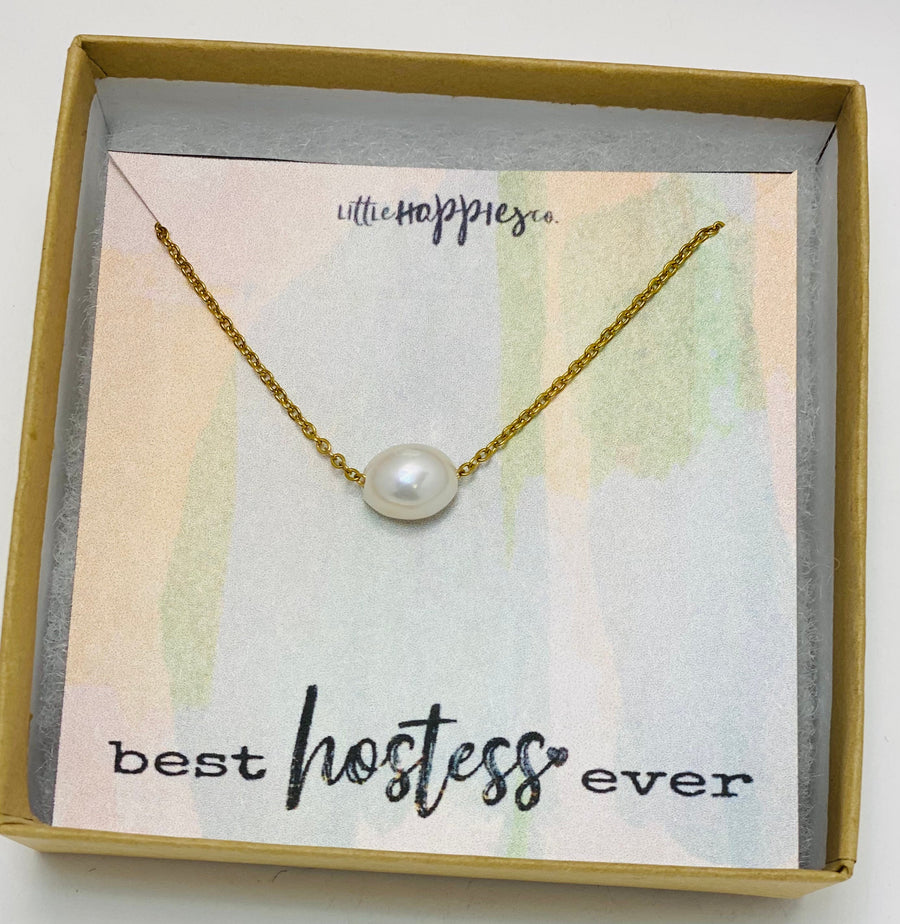 Hostess gift, wedding shower hostess thank you gift, bridal shower host gifts, dainty pearl necklace