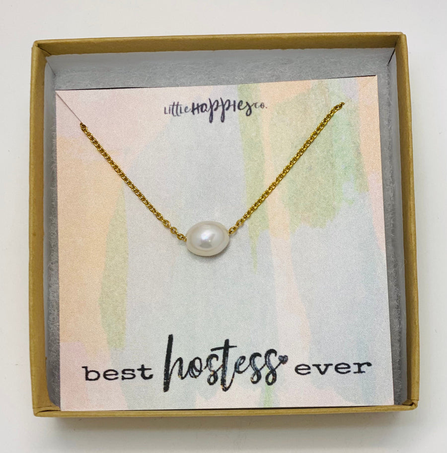 Hostess gift, wedding shower hostess thank you gift, bridal shower host gifts, dainty pearl necklace