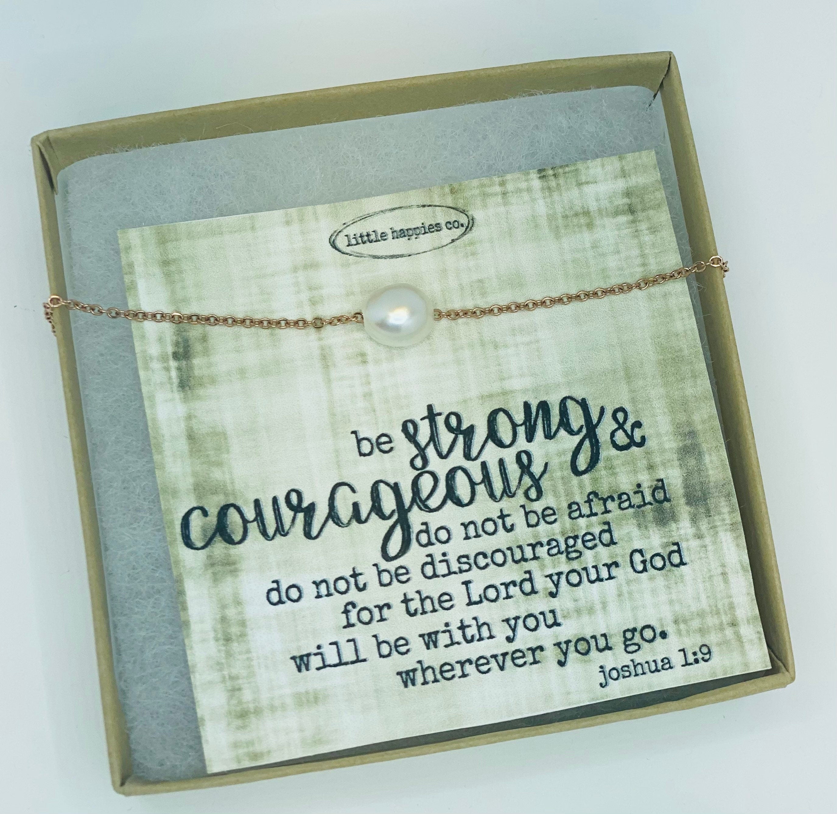 Joshua 1:9, pearl necklace, Encouragement gift, sympathy gift, grief gift, faith, bible scripture, gift for her, inexpensive, miscarriage