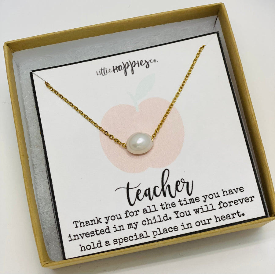 Cute teacher's gifts, Daycare provider gifts, Pre school teacher gift, Pearl necklace, Student teacher gifts, Sunday school teacher
