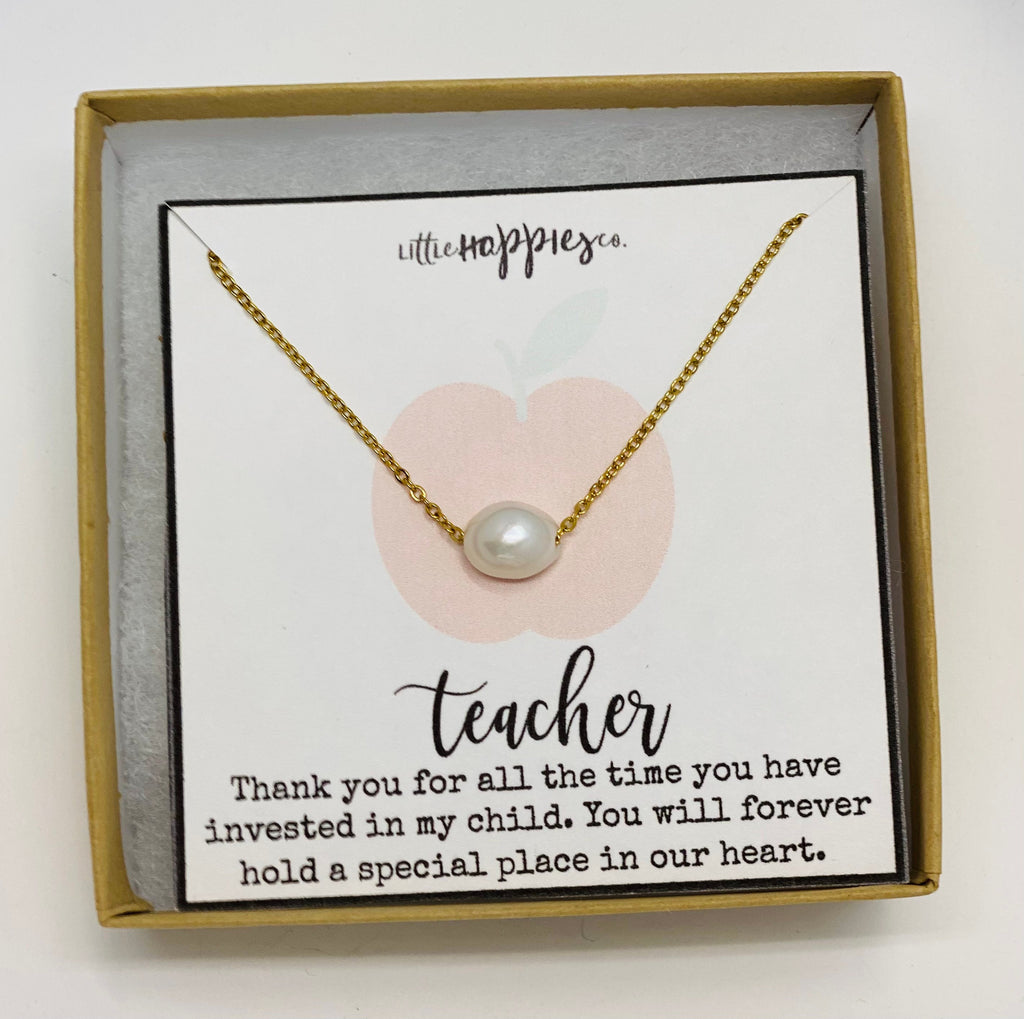 Cute teacher's gifts, Daycare provider gifts, Pre school teacher gift, Pearl necklace, Student teacher gifts, Sunday school teacher