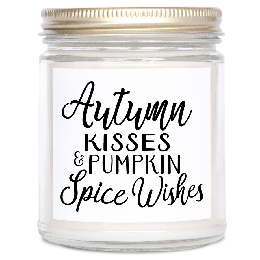 Autumn Kisses and Pumpkin Spice Wishes, Pumpkin Spice, Pumpkin candle, Fall decor, Candle gift, Personalized gift, Gift for her, Candle
